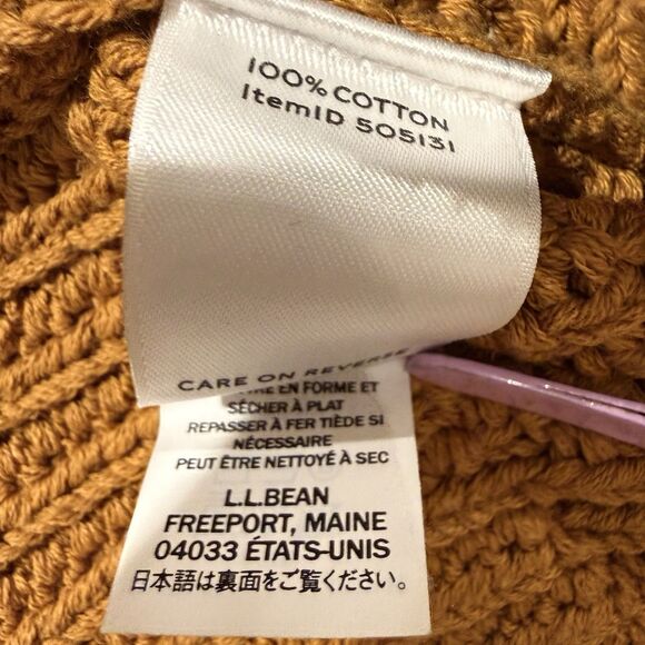 LL Bean Signature Sweater Tunic Fisherman Cable Knit Golden Brown Rust M Cotton - Picture 5 of 8